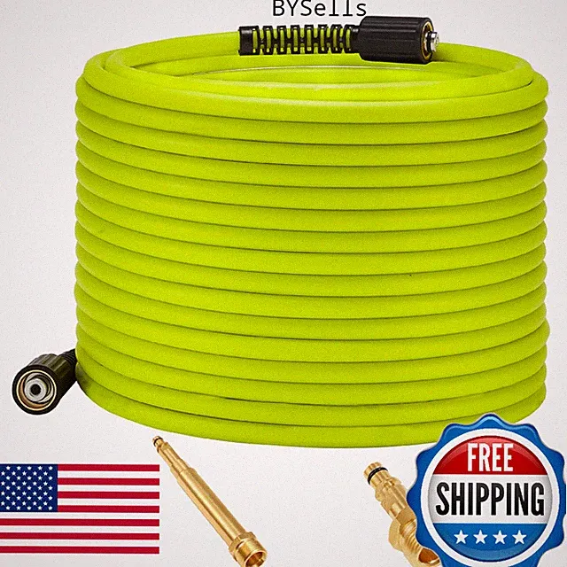 M MINGLE Pressure Washer Hose 50 FT x 1/4", Kink Resistant Power Washer Hose wit