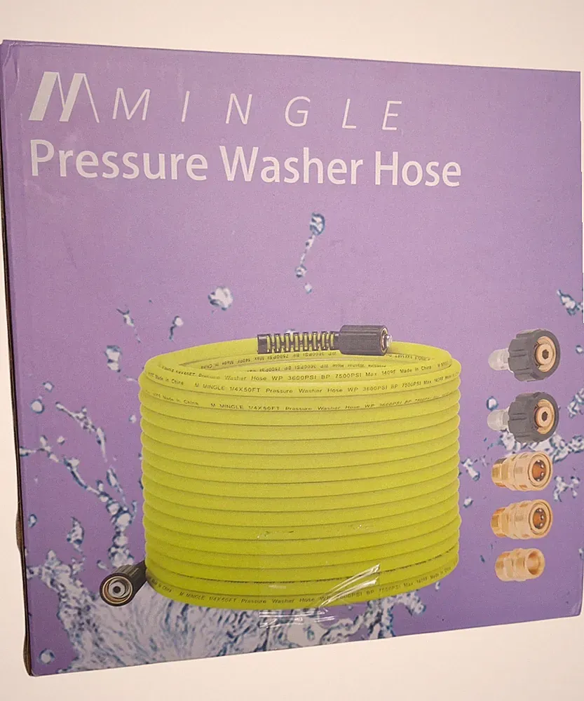 M MINGLE Pressure Washer Hose 50 FT x 1/4" - Replacement Power Wash Hose