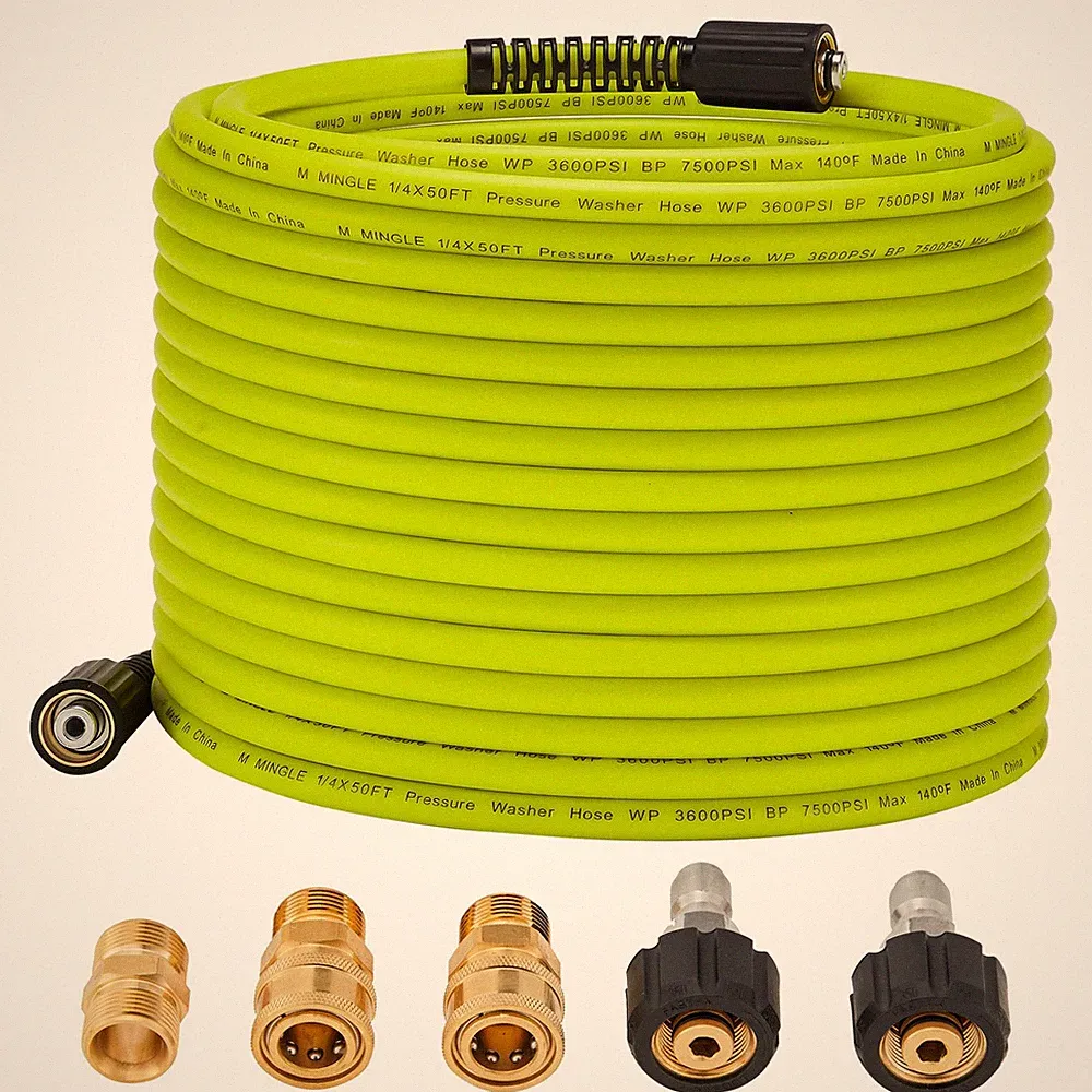 M MINGLE Pressure Washer Hose 50 FT x 1/4" - Replacement Power Wash Hose with...