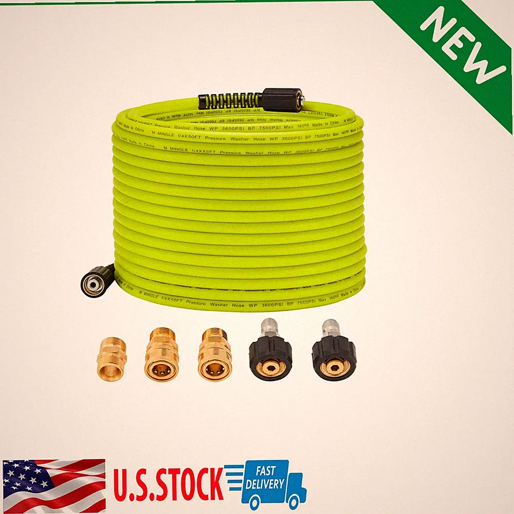 M MINGLE Pressure Washer Hose 50 FT x 1/4" - Replacement Power Wash Hose with Qu
