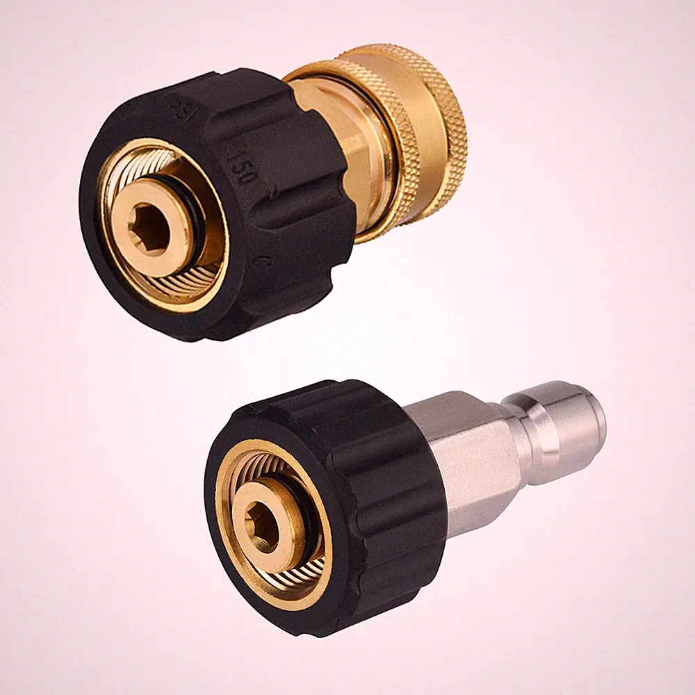M MINGLE Pressure Washer Hose Adapter Set, M22 to 3/8 Quick Connect, Black