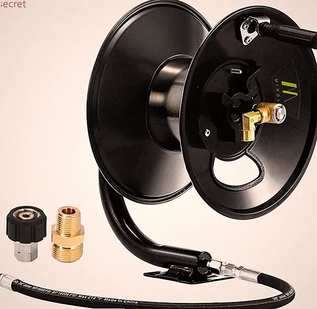 M MINGLE Pressure Washer Hose Reel 100ft, Heavy Duty Steel Hose Reel, 100FT