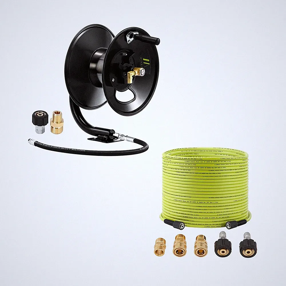 M MINGLE Pressure Washer Hose Reel 100ft, Pressure Washer Hose 100 FT x 1/4"