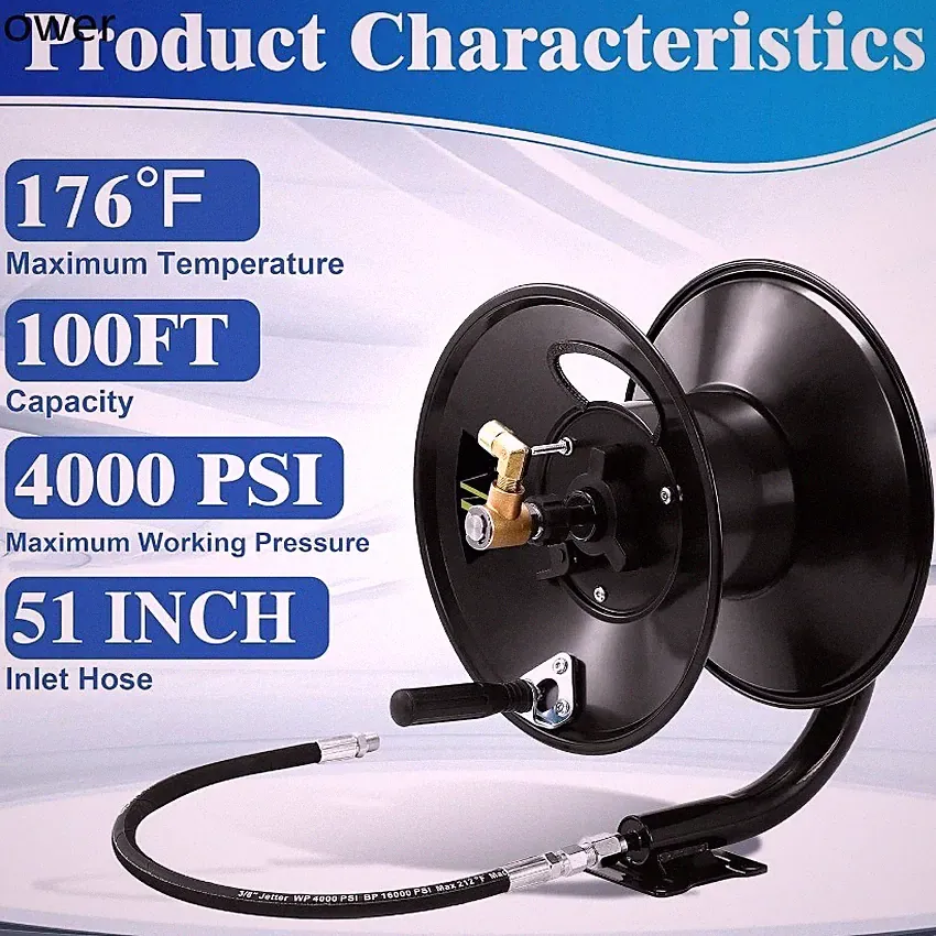 M MINGLE Pressure Washer Hose Reel 100ft x 3/8" / 150ft x 1/4", 4000 PSI ×1