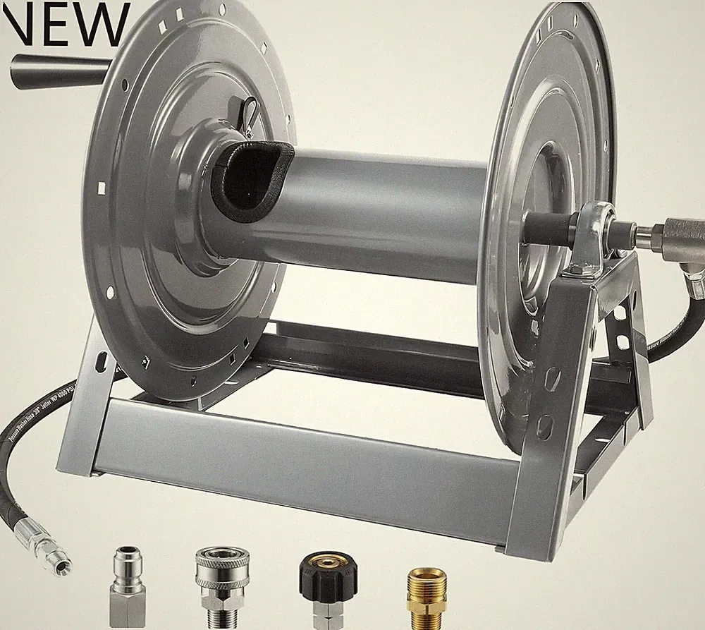 M MINGLE Pressure Washer Hose Reel 300ft, Heavy Duty Hose Reel, Wall/Floor/Truck