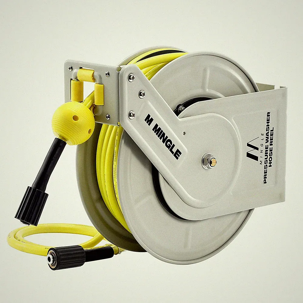 M MINGLE Retractable Pressure Washer Hose Reel 1/4 60ft 3600 PSI