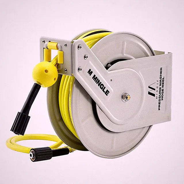 M MINGLE Retractable Pressure Washer Hose Reel, 1/4" × 60ft Heavy Duty Profes...