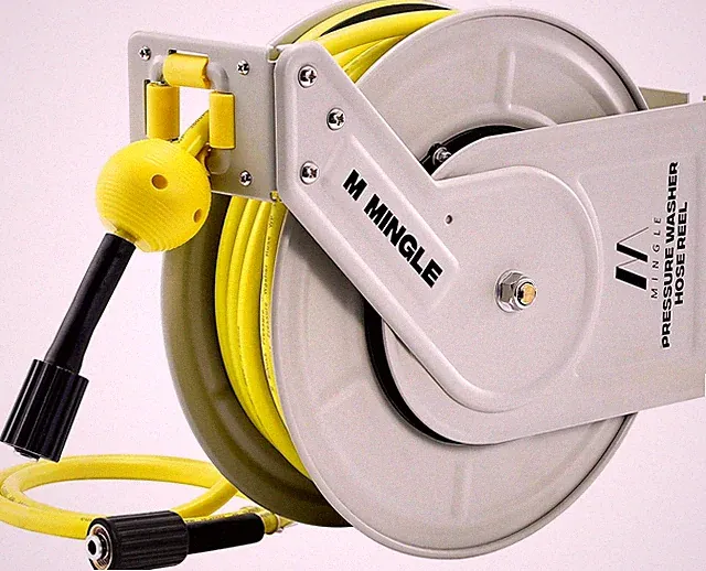 M MINGLE Retractable Pressure Washer Hose Reel, 1/4" × 60ft Heavy Duty Professio