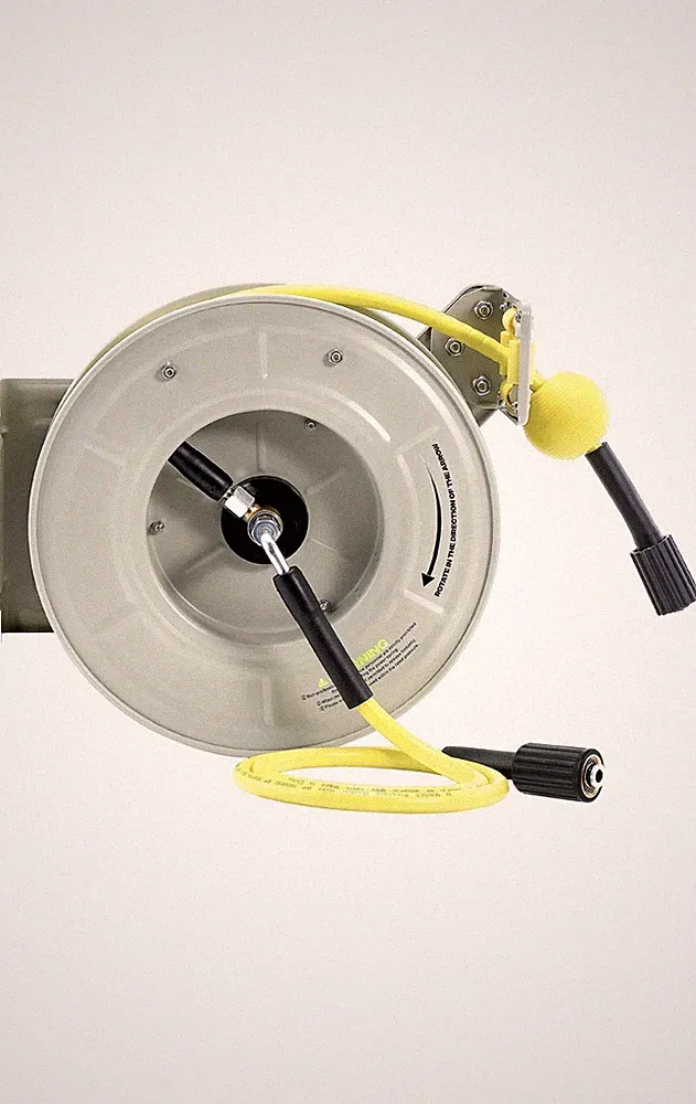 M MINGLE Retractable Pressure Washer Hose Reel, 1/4" × 60ft Power Washer Hose