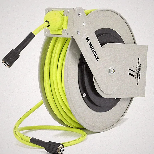 M MINGLE Retractable Pressure Washer Hose Reel 1/4x100ft 3600PSI