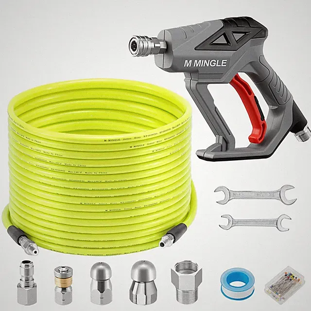 M MINGLE Sewer Jetter Kit for Pressure Washer 100 FT, Drain Cleaner Hose with...