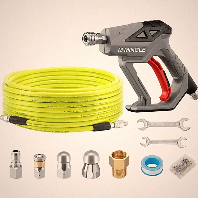 M MINGLE Sewer Jetter Kit for Pressure Washer 50 FT, Drain 50 Yellow