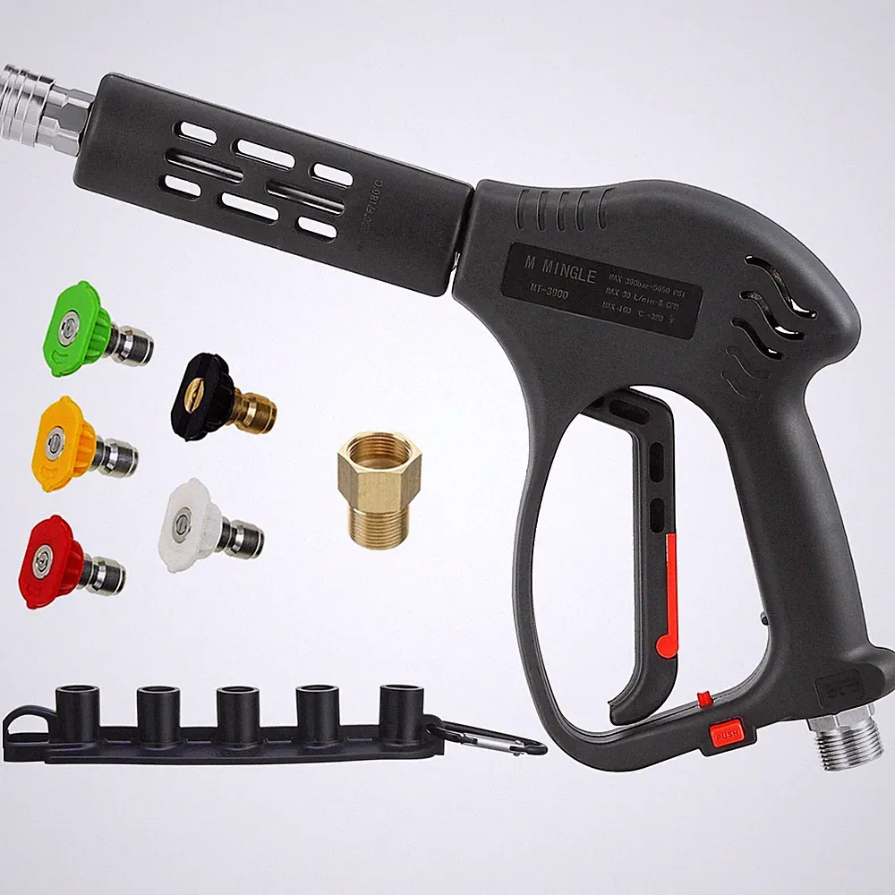 M MINGLE Short High Pressure Washer Gun, M22 Fitting, 5 Nozzle Tips