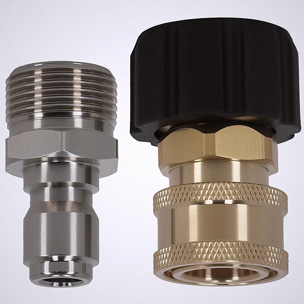 M22 14mm 3/8" QC Adapter for Pressure Washer Gun Hose Brass 2pc Coupler