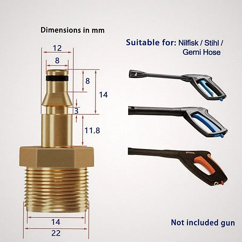 M22 14mm High Pressure Washer Hose Connector Adapter Fitting