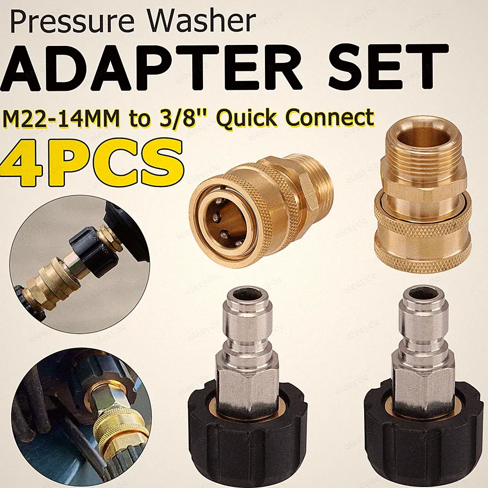 M22-14mm to 3/8'' Connect Pressure Washer Adapter Set Quick Kit M22 Swivel