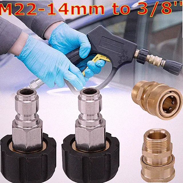 M22-14mm to 3/8'' Connect Pressure Washers Adapter Set Quick Kit M22 Swivel
