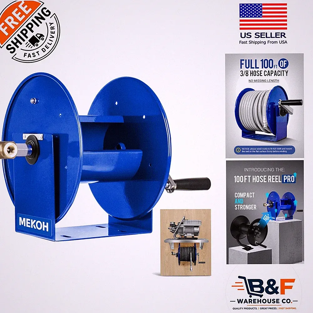 Manual Compact Pressure Washer Hose Reel 100FT x 3/8" – For Maximum Efficiency
