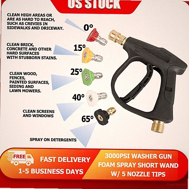 Manual Pressure Washer 5 Spray Patterns 20.7MPa Home/Garage Use