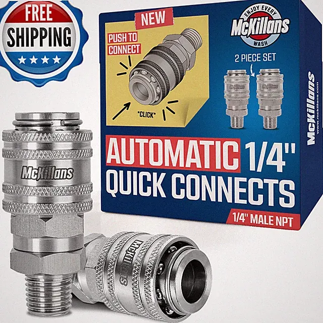 Mckillans 1/4 Nozzle Automatic Quick Connect Fittings - Stainless Steel 1/4 Npt