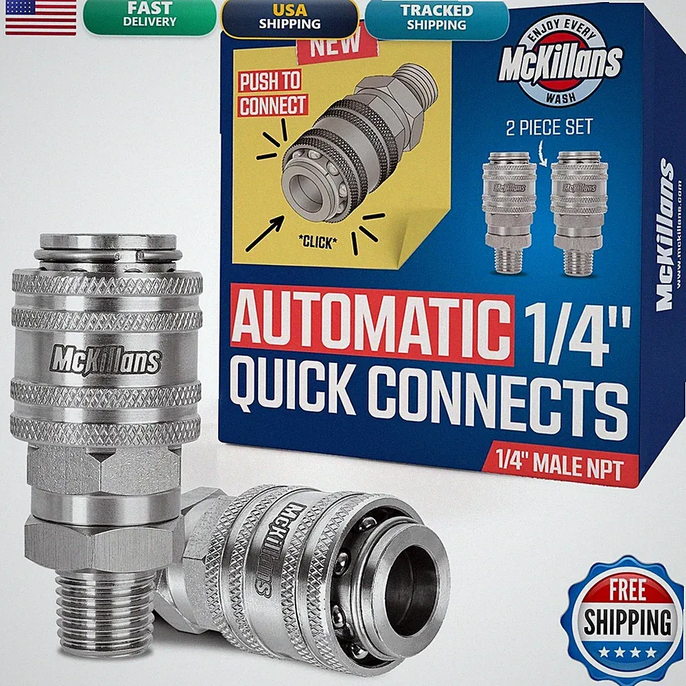 McKillans 1/4" Quick Connect Fittings Stainless Steel NPT Male for Pressure
