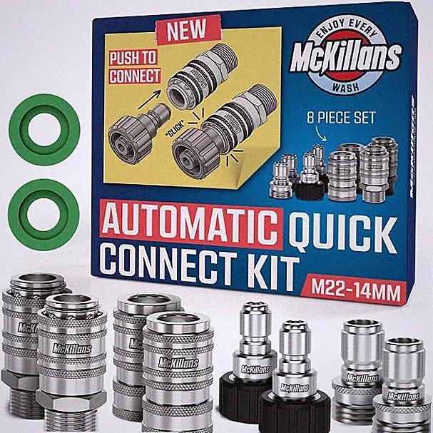 McKillans® 2025 Automatic M22-14mm Pressure Washer Quick Connects