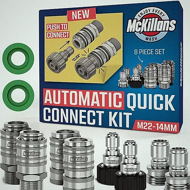 McKillans® 2025 Automatic M2214mm Pressure Washer Quick Connect Kit M22 to 3...