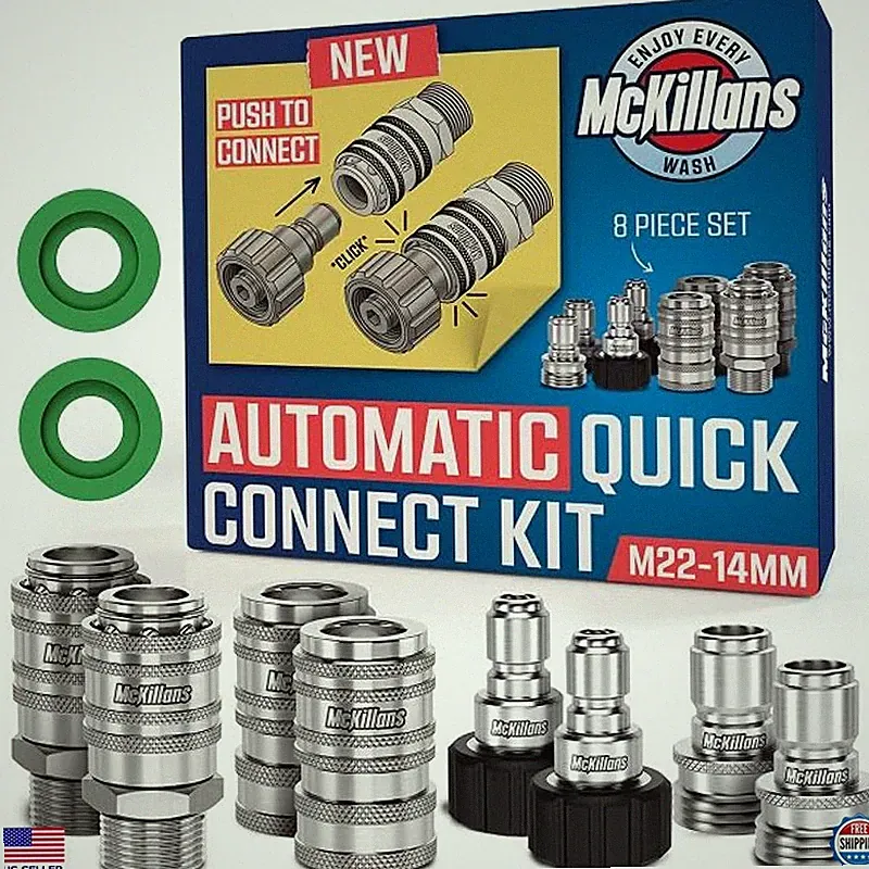 McKillans® 2025 M22-14mm Pressure Washer Quick Connect Kit - 8-Piece Stainless