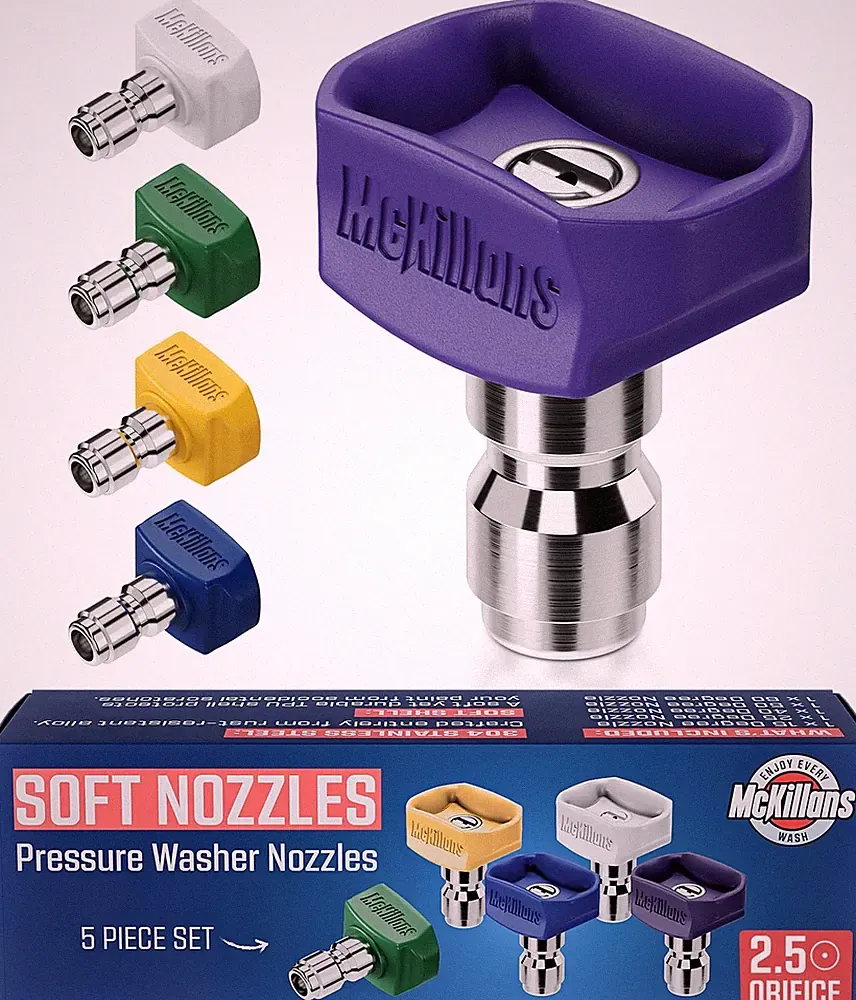 McKillans® 2026 Soft Pressure Washer Nozzle Tips - Fast Rinse - New Spray Ang...