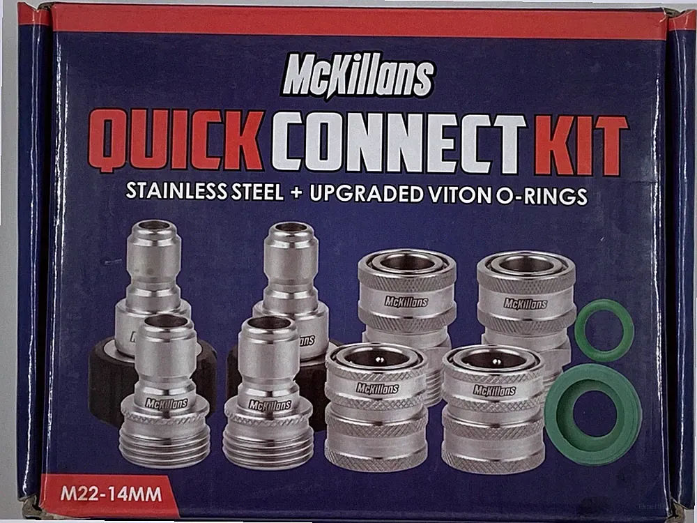 McKillans® M22-14mm Pressure Washer Quick Connect Kit, Connects Stainless Steel