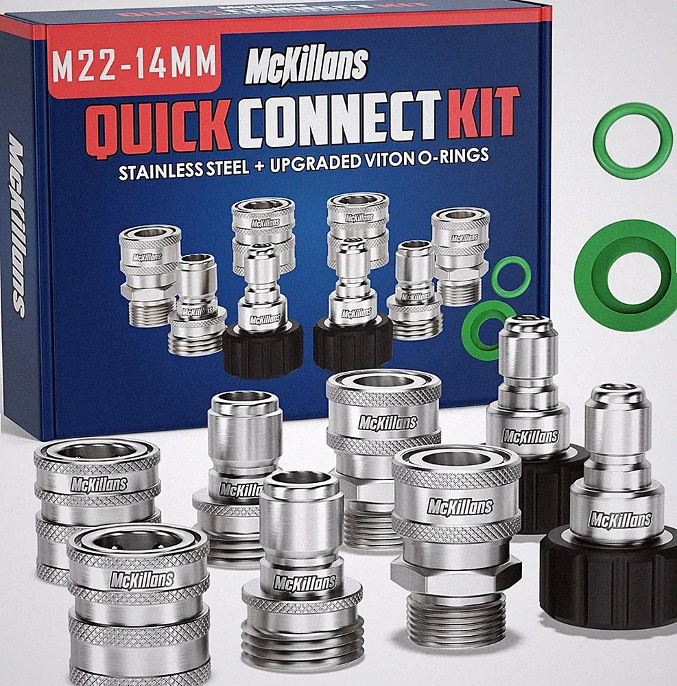 McKillans® M22-14mm Pressure Washer Quick Connect Kit, M22-14mm to 3/8" Male