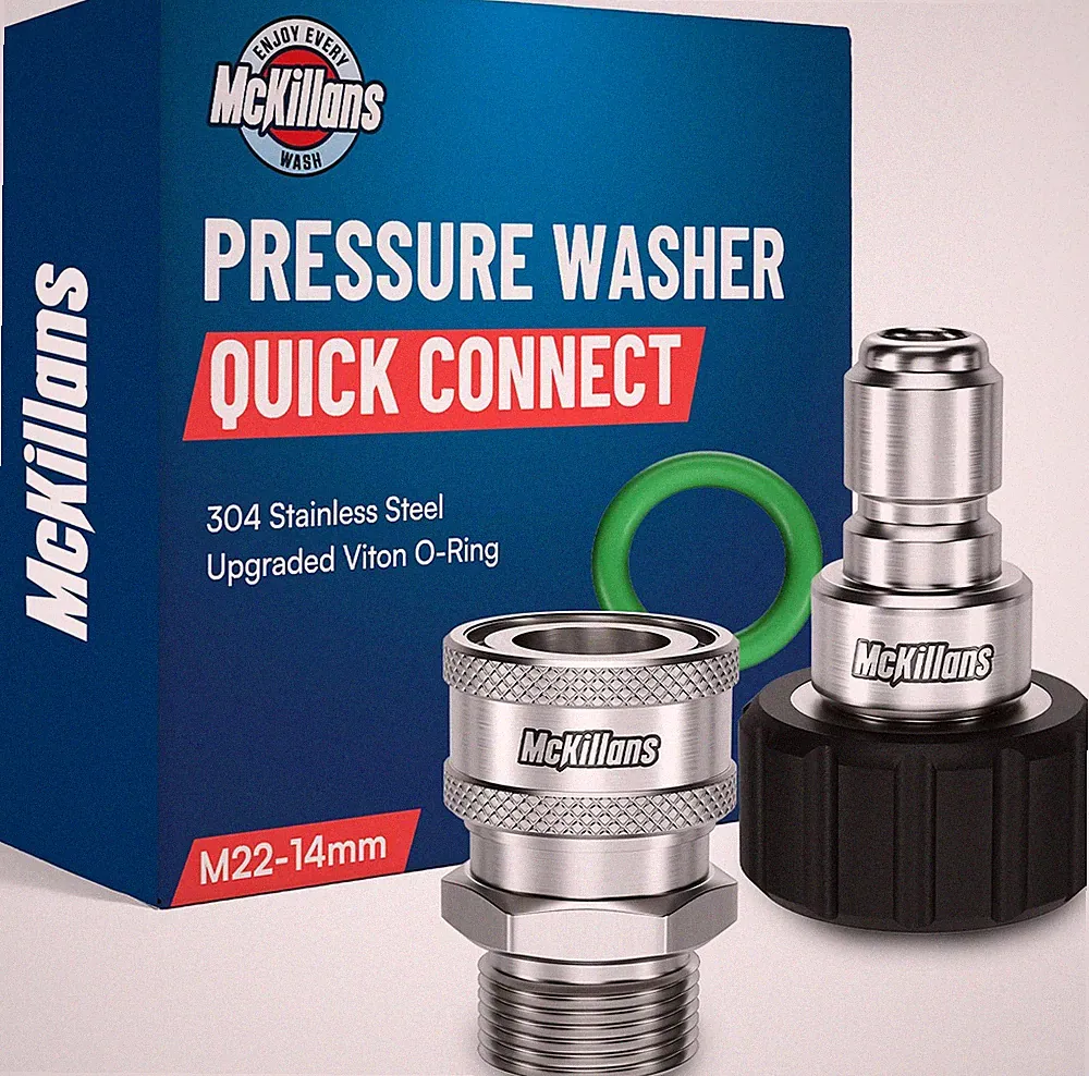 McKillans® M22-14mm Pressure Washer Quick Connect Pair - M22 to 3/8 Quick Con...