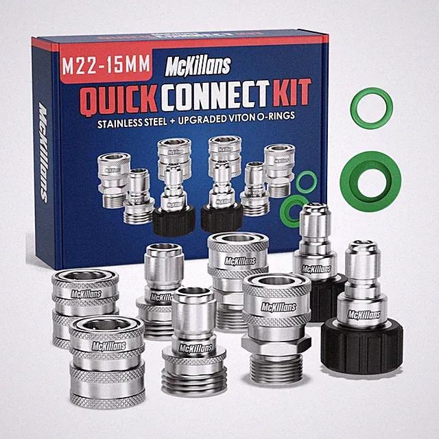 McKillans® M22-15mm Pressure Washer Quick Connect Kit, M22-15mm to 3/8" Mal