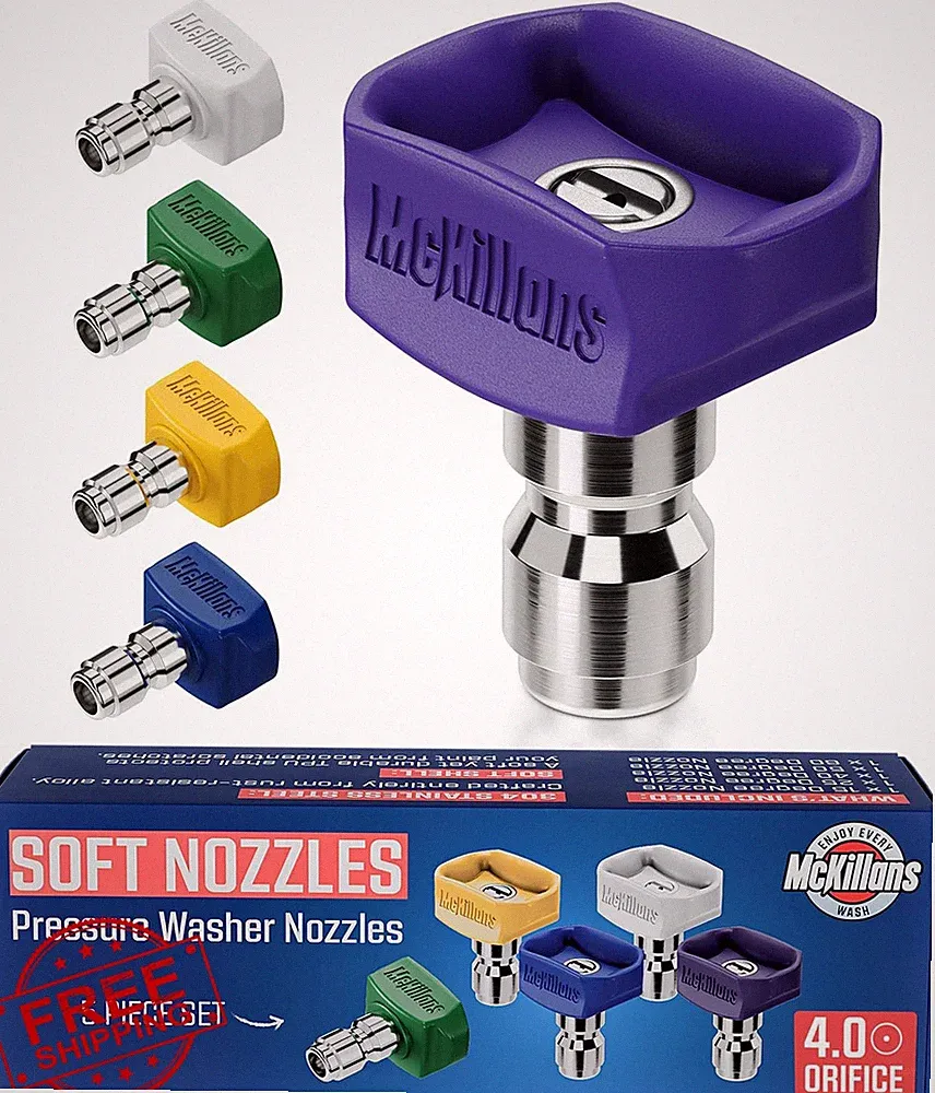 McKillans Pressure Washer Nozzle Tips Set 1/4" Quick Connect Stainless Steel
