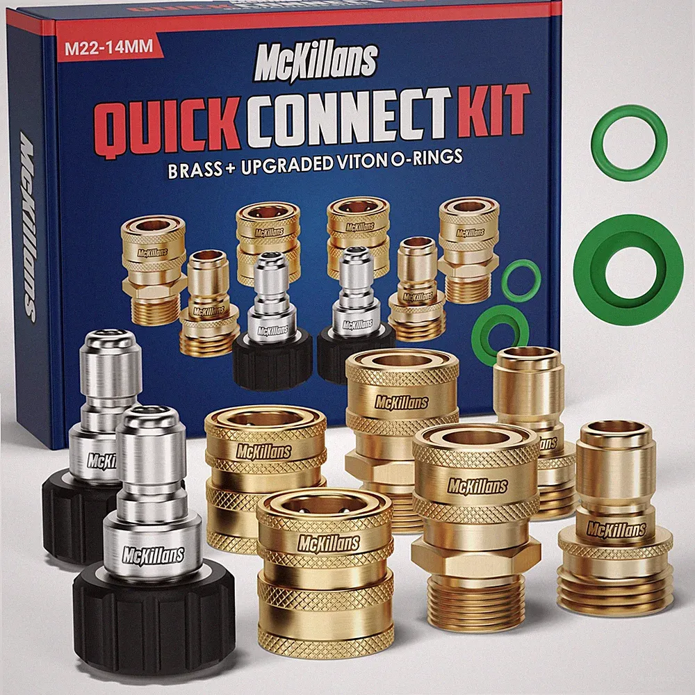 McKillans® Pressure Washer Quick Connect Kit, M22-14mm to 3/8" 14mm, Brass