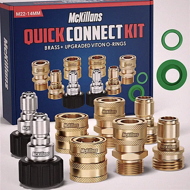 McKillans Pressure Washer Quick Connect Kit M22-14mm to 3/8" Male Female (Brass)