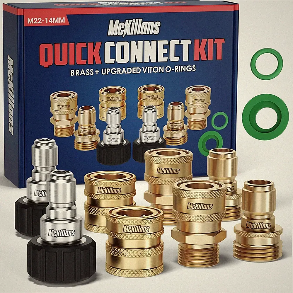 McKillans® Pressure Washer Quick Connect Kit, M22-14mm to 3/8" Male Female Quick