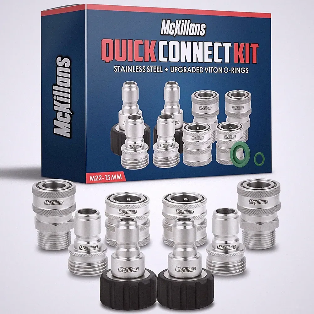McKillans® Pressure Washer Quick Connect Kit, M22-15mm to 3/8" Male Female Qu...