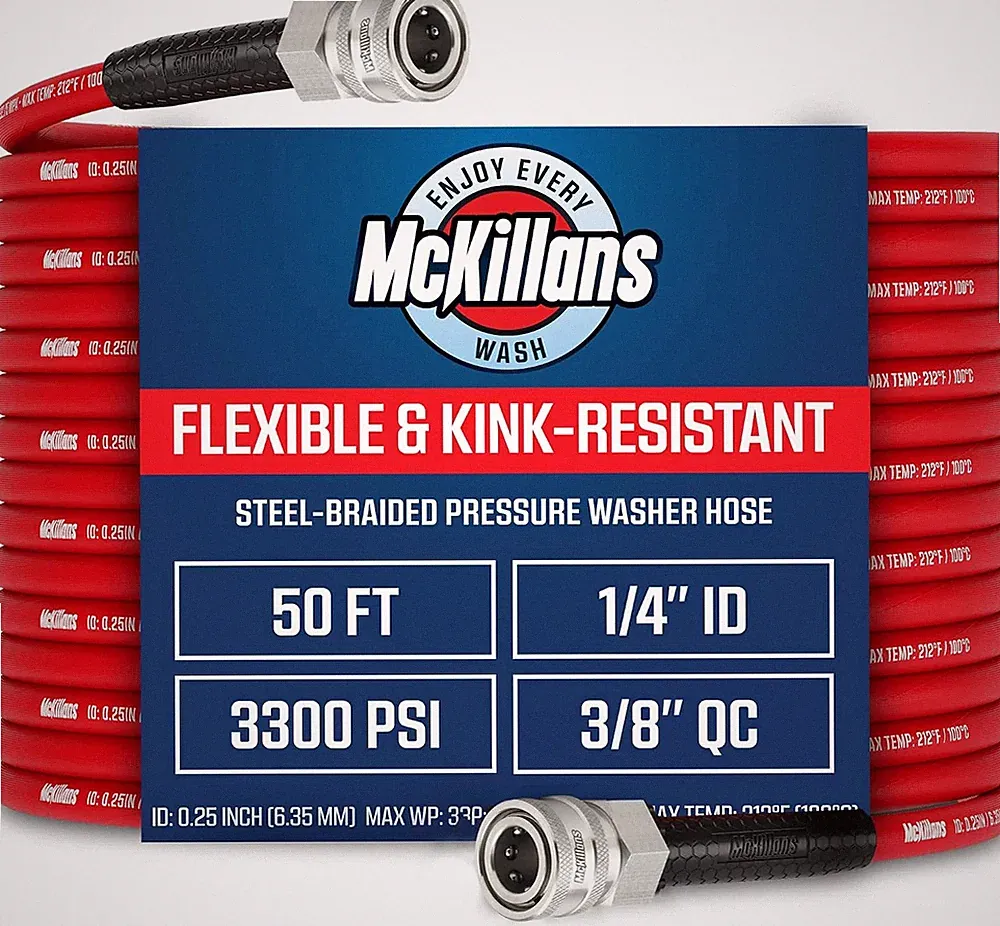McKillans® QC Installed Pressure Washer Hose 50 ft - Flexible & Kink-resistant