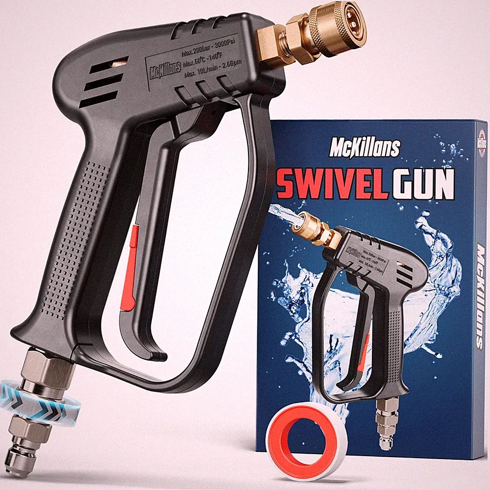 McKillans Short Pressure Washer Gun Swivel 3/8" Plug 1/4" Quick Connect