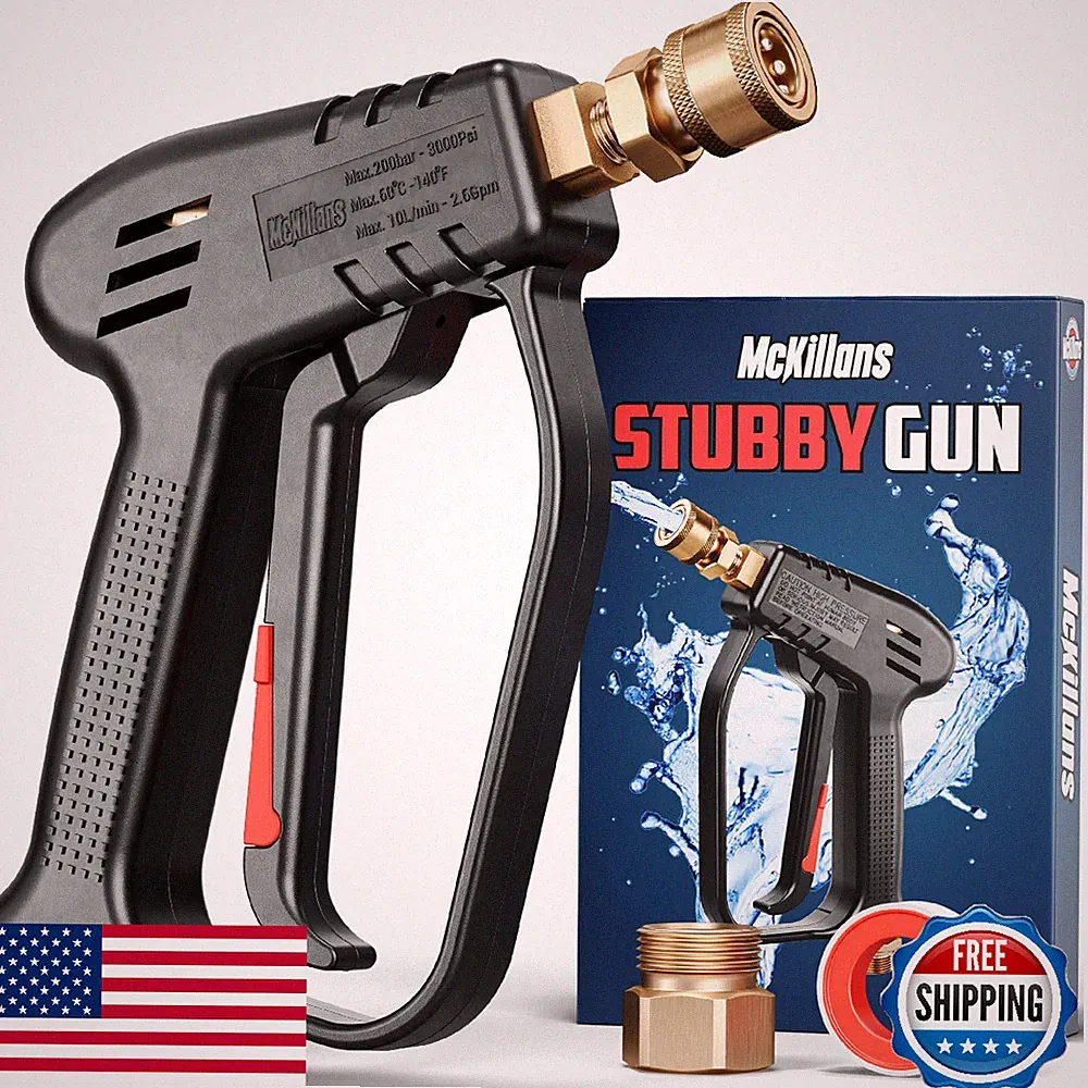 McKillans Short Pressure Washer Gun w/ M22 Inlet, 1/4" Quick Connector, Foam Can