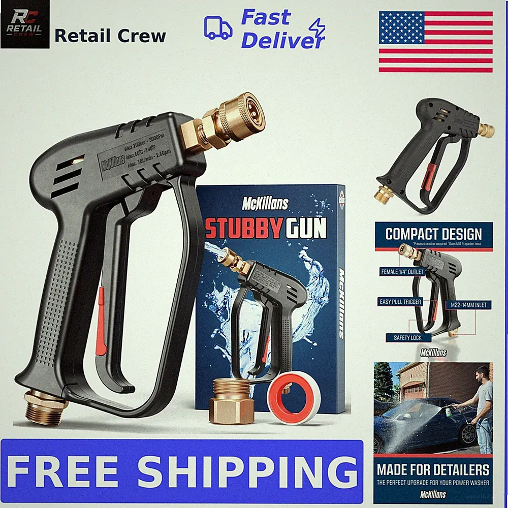 McKillans® Short Pressure Washer Gun with Replacement M22 Inlet - High Pressu...