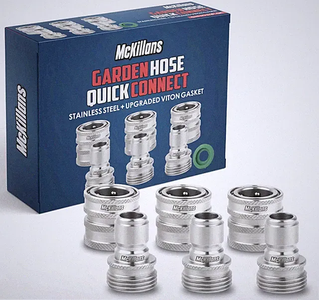 McKillans Water Hose Quick Connect 3 Pack Stainless Steel Fittings