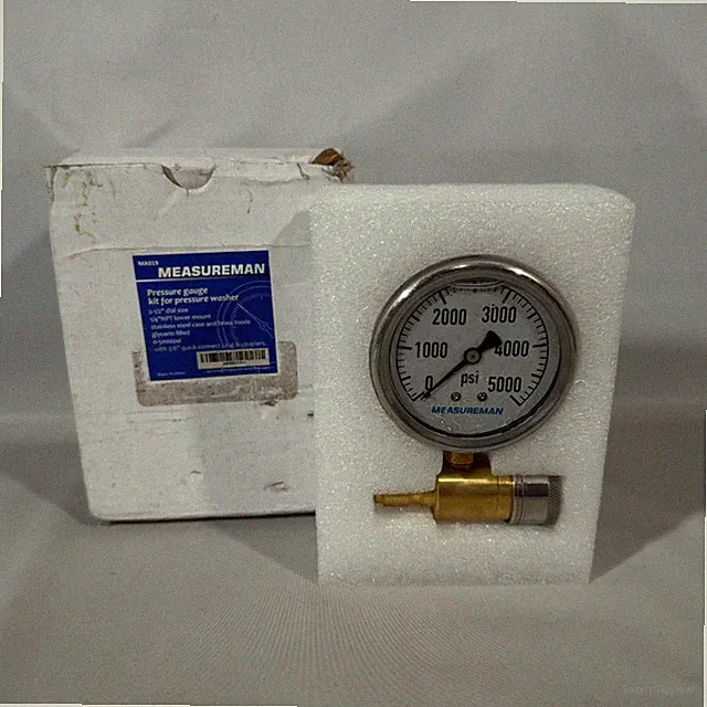 Measureman Pressure Washer Gauge Kit, 2-1/2 Inch, 6000 PSI, 3/8 Inch Stainless S
