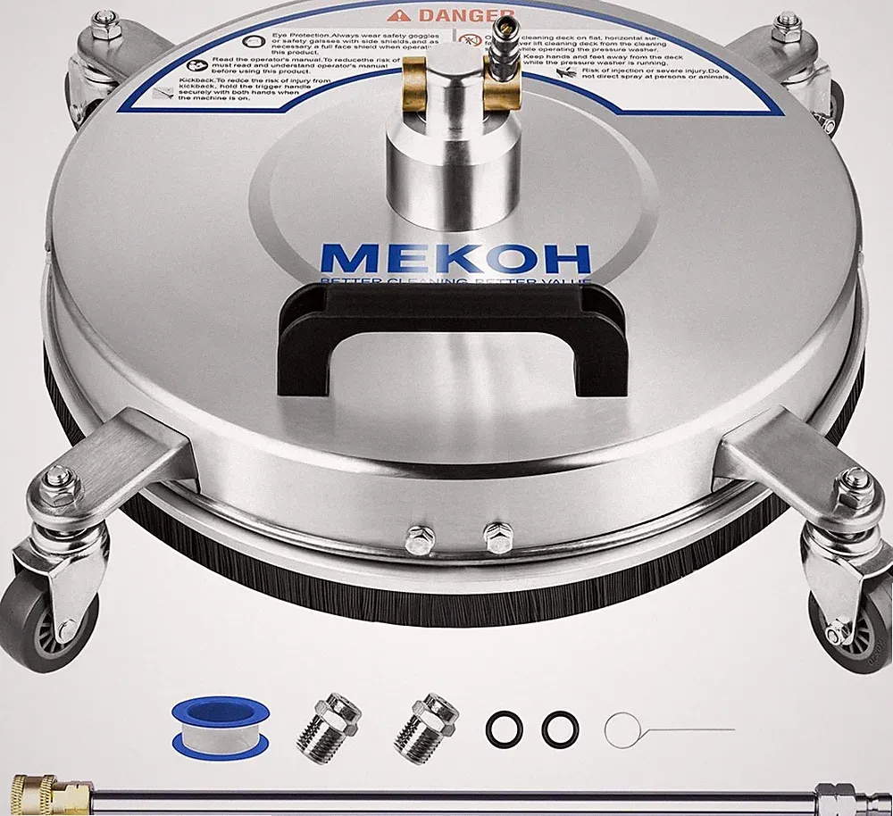 MEKOH 14” Durable Stainless Steel Pressure Washer Surface Cleaner, 4500PSI