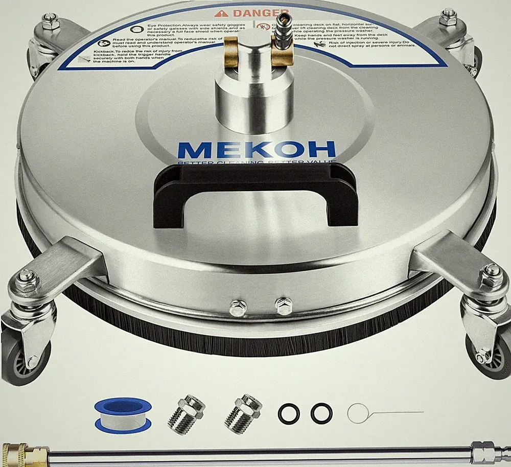 MEKOH 14" Pressure Washer Surface Cleaner 4500PSI, 4 Wheels Stainless Steel P...