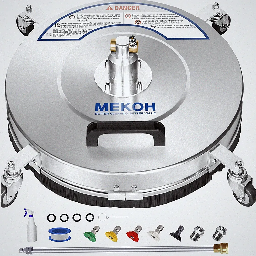 MEKOH 18" Pressure Washer Surface Cleaner 4500 PSI，4 Wheels Stainless Steel P...