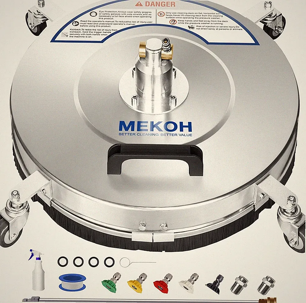 MEKOH 18" Pressure Washer Surface Cleaner 4500 PSI，4 Wheels Stainless Steel Powe