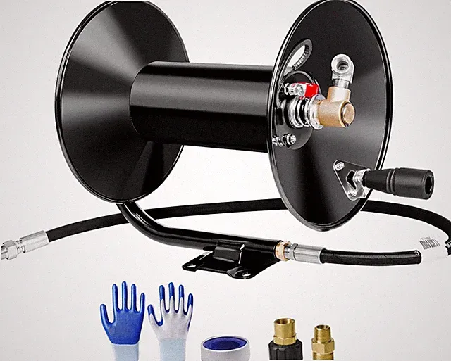 MEKOH Pressure Washer Hose Reel 100ft 3/8" 4000 PSI Manual Crank