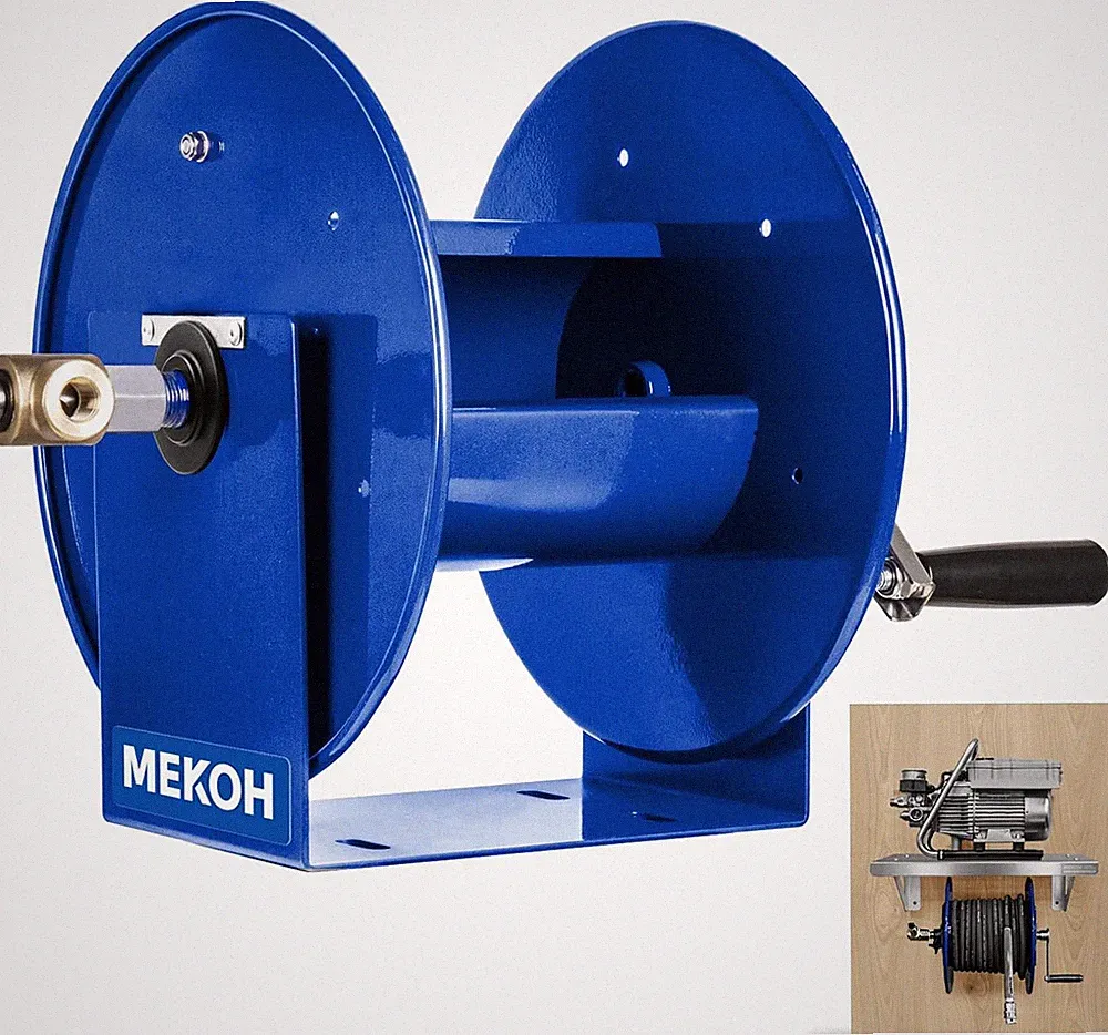 MEKOH Pressure Washer Hose Reel 100Ftx3/8”, 200Ftx1/4” Manual Power Washer Hose